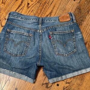 Levi's sz 27 501 CT Customized & Tapered Denim Blue Jean Shorts some distressing